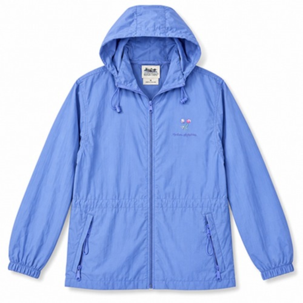 Northern Reflections Women's M Blue Floral Embroidered Hooded Nylon Windbreaker